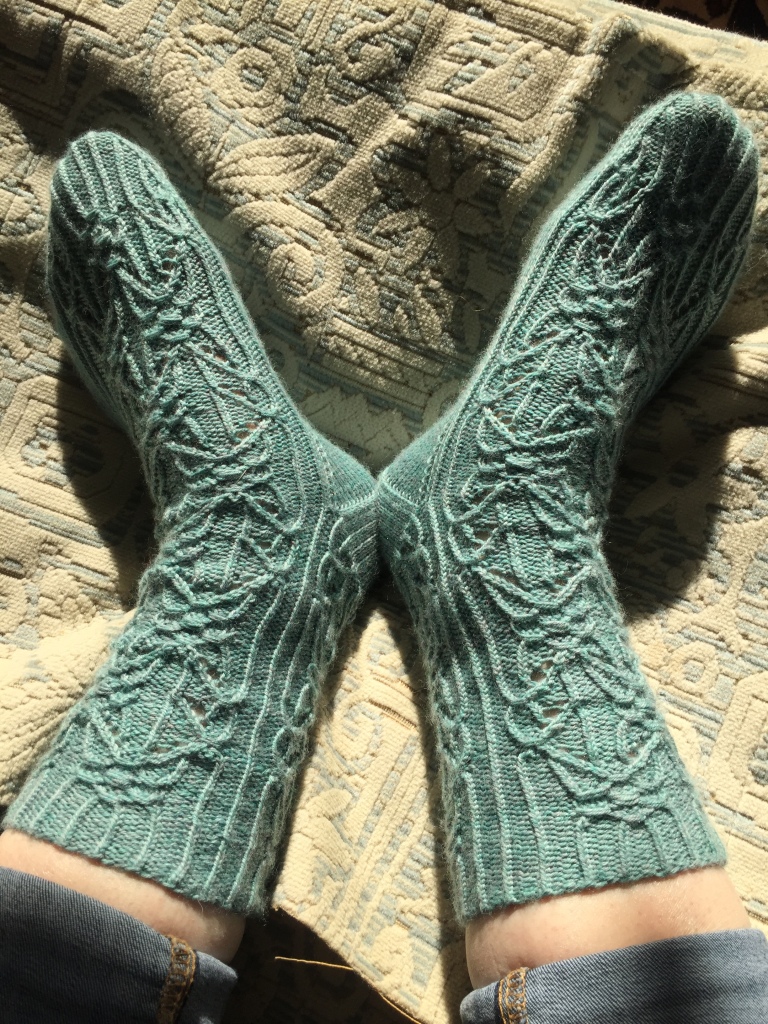 Borage socks knitted by felinity knits